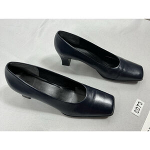 Womans Naturilizer Slipon Pumps 8 M Navy Block Heel Square Toe